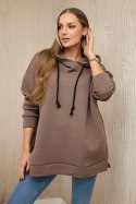 Bluza ocieplana z suwakiem na boku mocca  