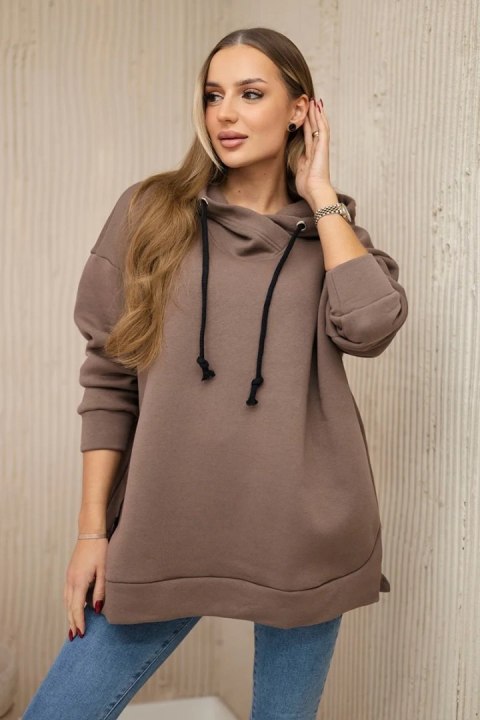 Bluza ocieplana z suwakiem na boku mocca  