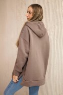 Bluza ocieplana z suwakiem na boku mocca  