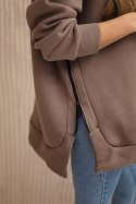 Bluza ocieplana z suwakiem na boku mocca  