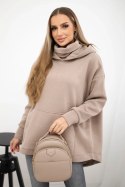 Bluza ocieplana z suwakiem z tyłu ciemno beżowa  