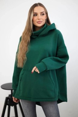 Bluza ocieplana z suwakiem z tyłu ciemno zielona  