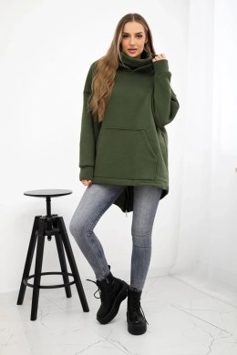 Bluza ocieplana z suwakiem z tyłu khaki  