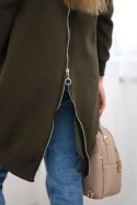 Bluza ocieplana z suwakiem z tyłu khaki  