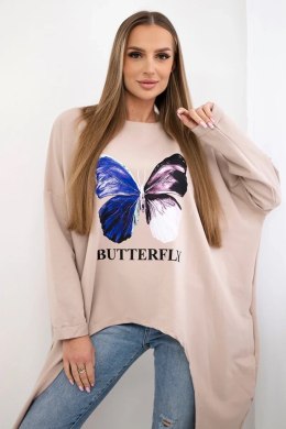 Bluzka z nadrukiem oversize beżowa  