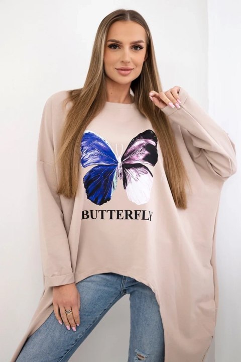 Bluzka z nadrukiem oversize beżowa  