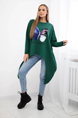 Bluzka z nadrukiem oversize ciemno zielona  