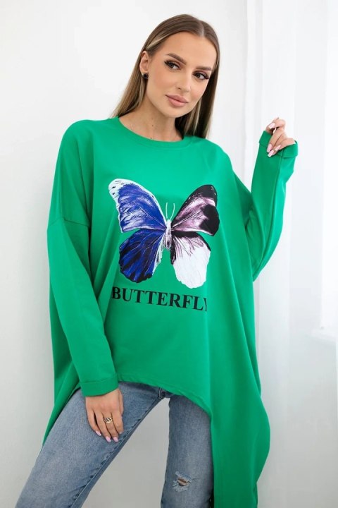 Bluzka z nadrukiem oversize jasno zielona  