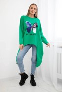 Bluzka z nadrukiem oversize jasno zielona  