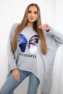 Bluzka z nadrukiem oversize szara  