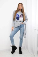 Bluzka z nadrukiem oversize szara  