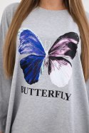 Bluzka z nadrukiem oversize szara  