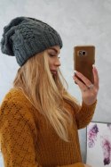 Czapka Motyl K234 ciemno szara  