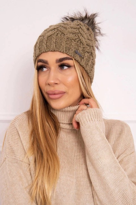 Czapka z polarem Daria K217 jasny khaki  