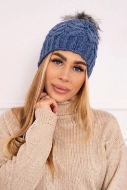 Czapka z polarem Daria K217 jeansowa  