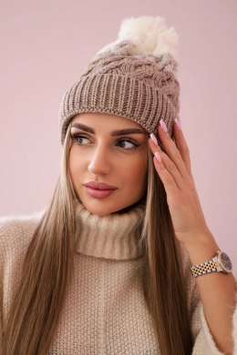 Czapka z polarem Ilona K218 beżowy+ecru  