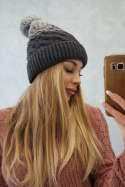 Czapka z polarem Ilona K218 grafitowy+szary  