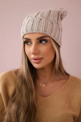 Czapka z polarem Iwona K221 beżowa  