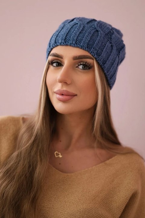 Czapka z polarem Iwona K221 jeansowa  