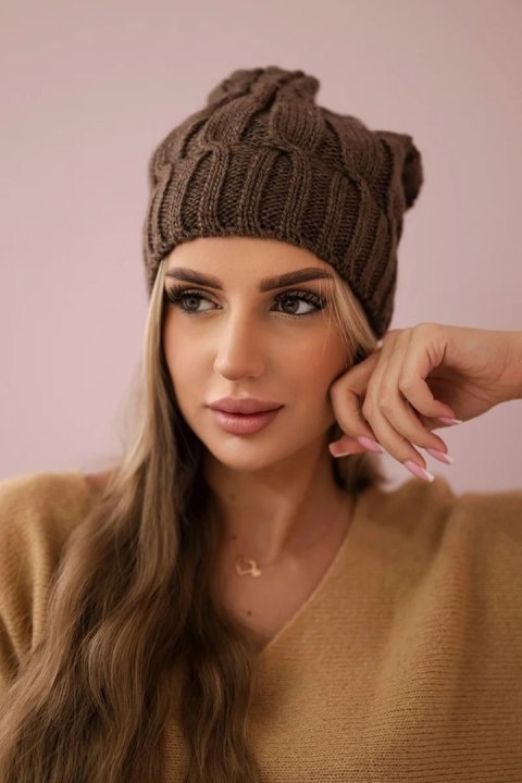 Czapka z polarem Iwona K221 mocca  