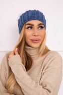 Czapka z polarem Milano K203 ecru+jeans  