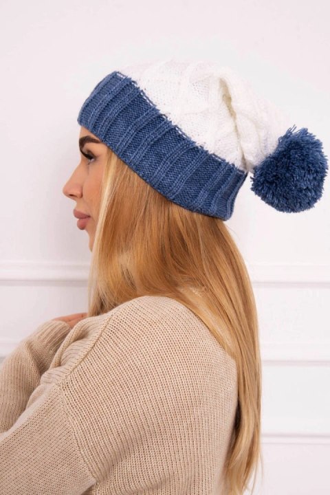 Czapka z polarem Milano K203 ecru+jeans Czapka z polarem Milano K203 ecru+jeans