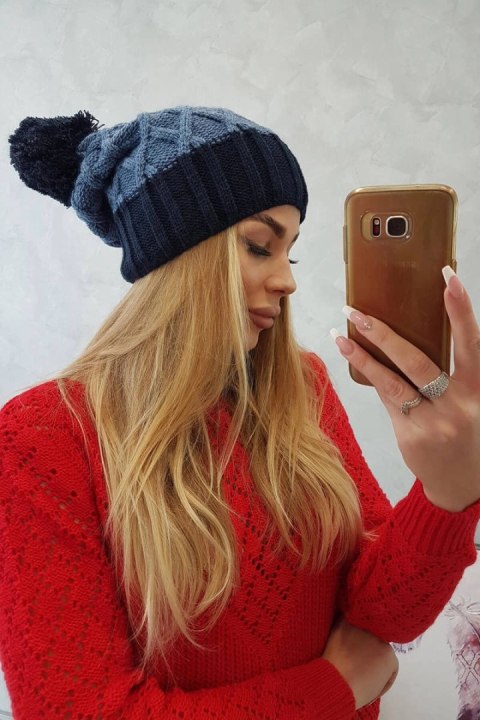 Czapka z polarem Milano K203 jeans+granatowy  