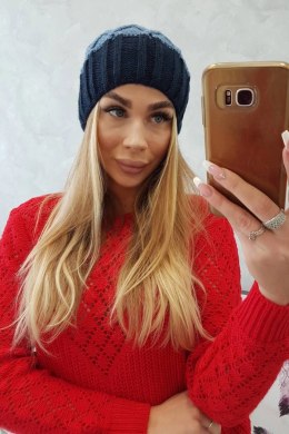 Czapka z polarem Milano K203 jeans+granatowy  
