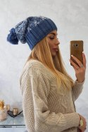 Czapka z polarem Milano K203 jeans melanż+jeans  