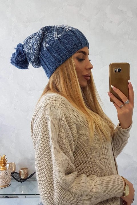 Czapka z polarem Milano K203 jeans melanż+jeans  