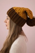 Czapka z polarem Milano K203 musztardowy melanż+brązowy  