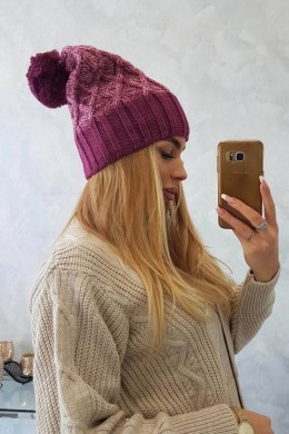 Czapka z polarem Milano K203 różowy melanż+ciemny różowy  