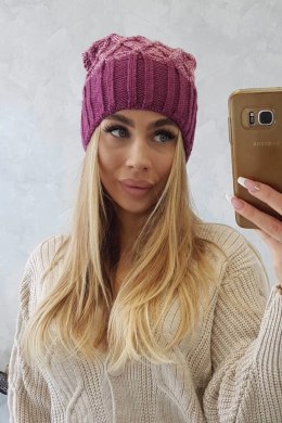 Czapka z polarem Milano K203 różowy melanż+ciemny różowy  