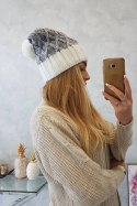 Czapka z polarem Milano K203 szary melanż+ecru  