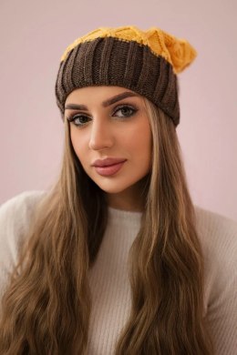 Czapka z polarem Milano K203 żółty+mocca  