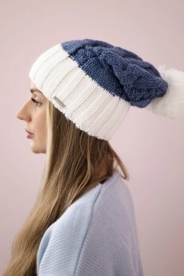 Czapka z polarem Paris K212 jeansowy+biały  