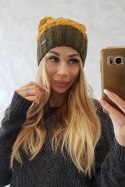 Czapka z polarem Paris K212 musztardowy+khaki  
