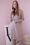 Komplet dresowy bluza z dłuższym bokiem ciemny beżowy  