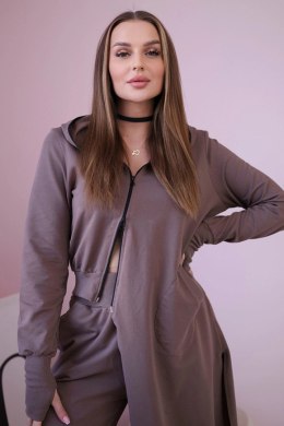 Komplet dresowy bluza z dłuższym bokiem mocca  