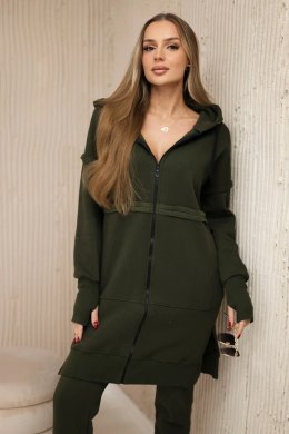 Komplet ocieplany z długą bluzą khaki  