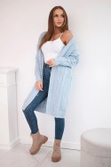 Sweter Kardigan z warkoczowym splotem błękitny  