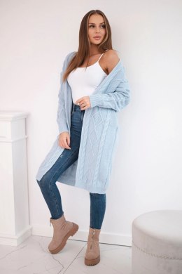 Sweter Kardigan z warkoczowym splotem błękitny  