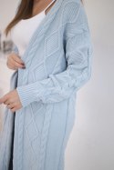 Sweter Kardigan z warkoczowym splotem błękitny  