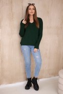 Sweter z dekoltem V ciemny zielony  