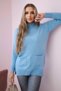 Sweter ze stójką błękitny  