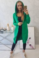 Bluza ocieplana długa z kapturem zielona  