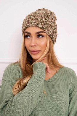 Czapka damska Eliza K205 cappuccino+jasny khaki  