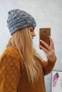 Czapka damska Eliza K205 ciemny szary+jeansowy  