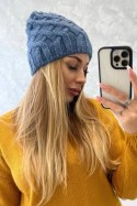 Czapka z polarem Agnieszka K239 jeansowa  