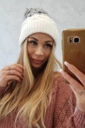 Czapka z polarem Alice K248 biały+szary  